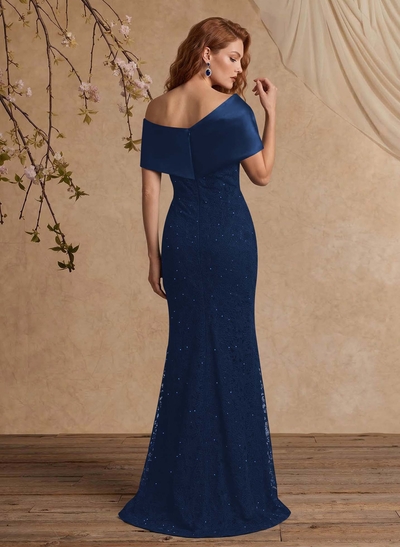 Elegant Mermaid Beading Lace Mother Of The Bride Dresses With Unremovable Satin Wrap