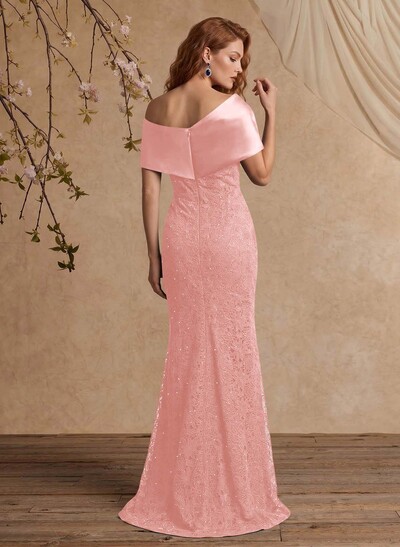 Elegant Mermaid Beading Lace Mother Of The Bride Dresses With Unremovable Satin Wrap