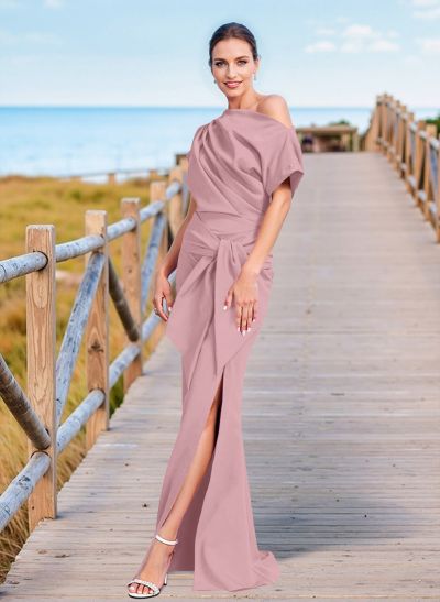 Simple Cold Shoulder Trumpet/Mermaid Mother Of The Bride Dresses With Split Front