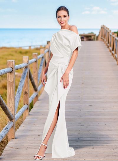 Simple Cold Shoulder Trumpet/Mermaid Mother Of The Bride Dresses With Split Front