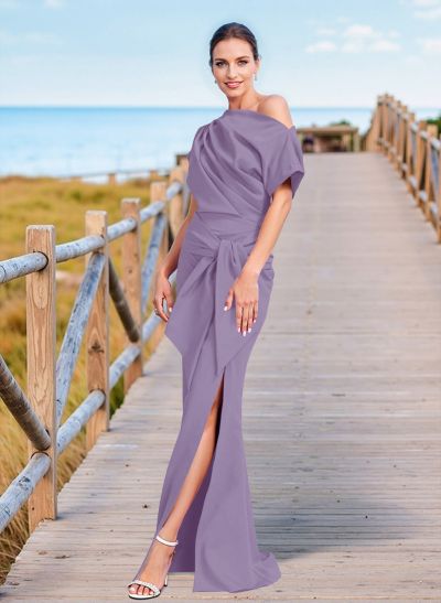 Simple Cold Shoulder Trumpet/Mermaid Mother Of The Bride Dresses With Split Front