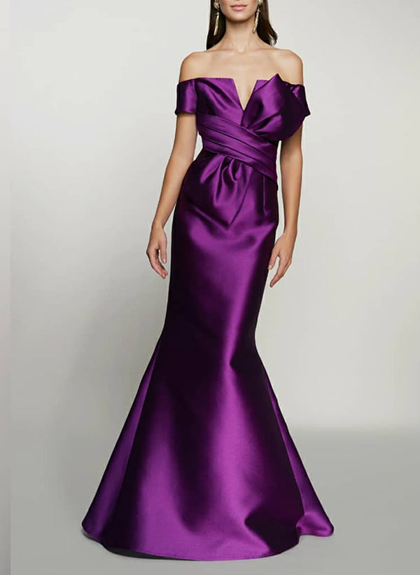 Mermaid Sleeveless Floor-Length Satin Mother Of The Bride Dresses With Bow(s)
