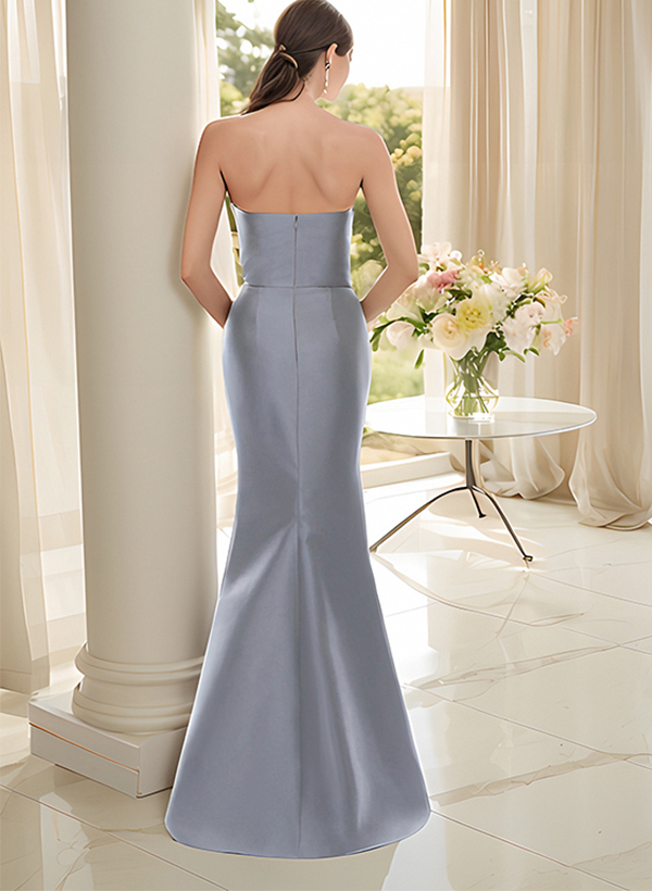 Strapless Sleeveless Floor-Length Satin Mother Of The Bride Dresses