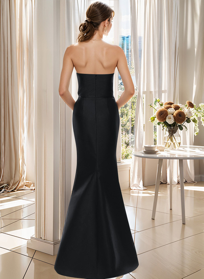Flattering Beaded Strapless Ruched Waist Satin Mother Of The Bride Dresses