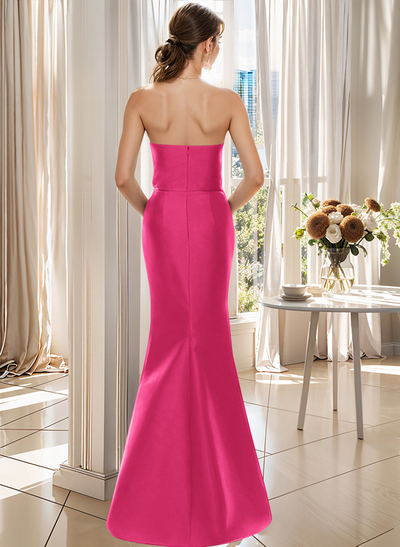 Flattering Beaded Strapless Ruched Waist Satin Mother Of The Bride Dresses