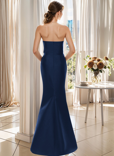 Flattering Beaded Strapless Ruched Waist Satin Mother Of The Bride Dresses