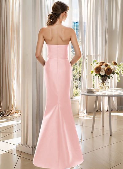 Flattering Beaded Strapless Ruched Waist Satin Mother Of The Bride Dresses