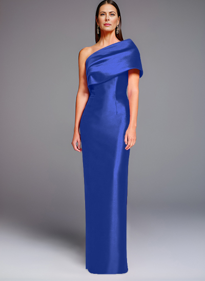 Sheath One-Shoulder Sleeveless Floor-Length Satin Mother Of The Bride Dresses