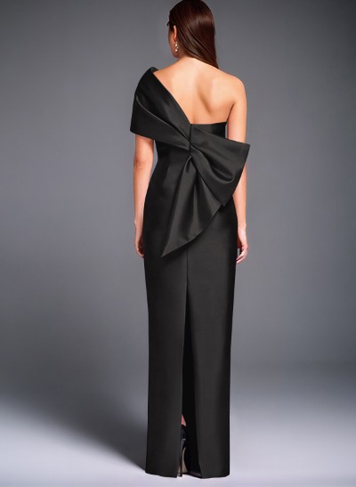 Sheath One-Shoulder Sleeveless Floor-Length Satin Mother Of The Bride Dresses