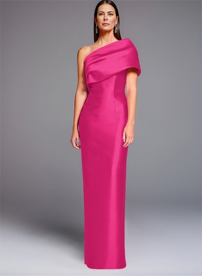 Sheath One-Shoulder Sleeveless Floor-Length Satin Mother Of The Bride Dresses