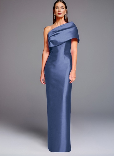 Sheath One-Shoulder Sleeveless Floor-Length Satin Mother Of The Bride Dresses