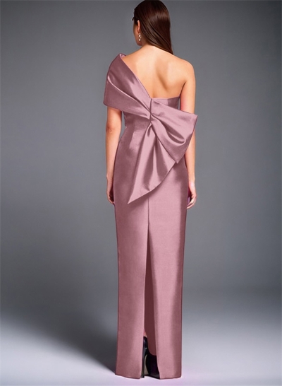 Sheath One-Shoulder Sleeveless Floor-Length Satin Mother Of The Bride Dresses