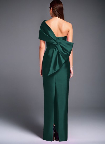 Sheath One-Shoulder Sleeveless Floor-Length Satin Mother Of The Bride Dresses