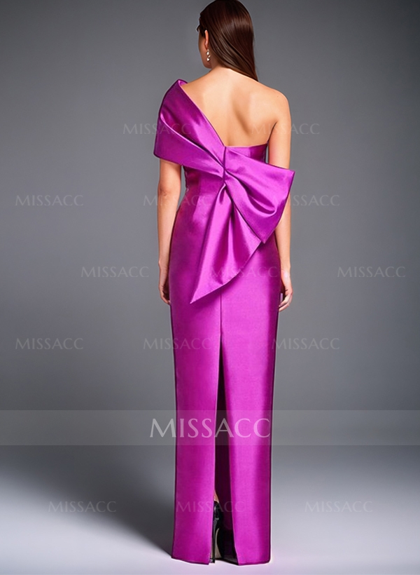 Sheath One-Shoulder Sleeveless Floor-Length Satin Mother Of The Bride Dresses