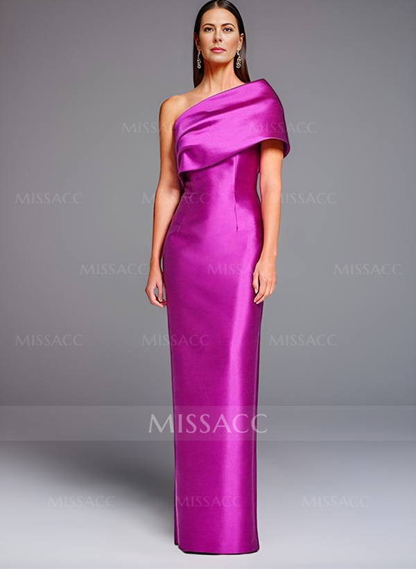 Sheath One-Shoulder Sleeveless Floor-Length Satin Mother Of The Bride Dresses