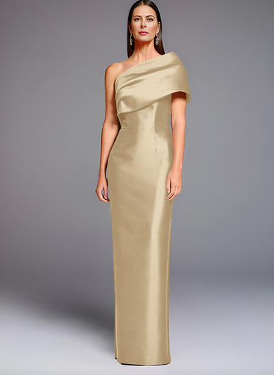 Sheath One-Shoulder Sleeveless Floor-Length Satin Mother Of The Bride Dresses