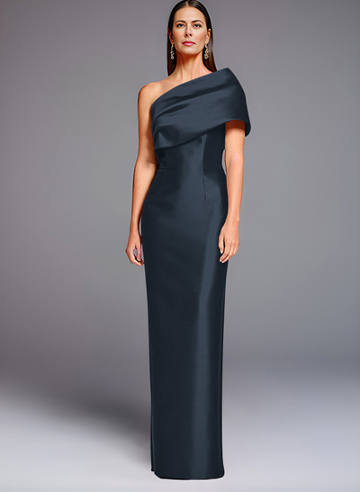 Sheath One-Shoulder Sleeveless Floor-Length Satin Mother Of The Bride Dresses