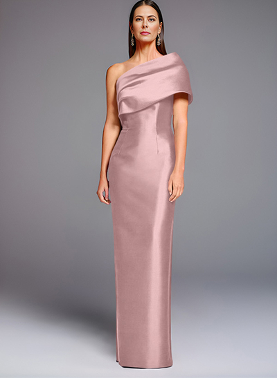 Sheath One-Shoulder Sleeveless Floor-Length Satin Mother Of The Bride Dresses