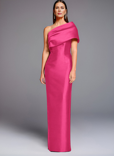 Sheath One-Shoulder Sleeveless Floor-Length Satin Mother Of The Bride Dresses