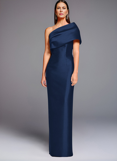 Sheath One-Shoulder Sleeveless Floor-Length Satin Mother Of The Bride Dresses