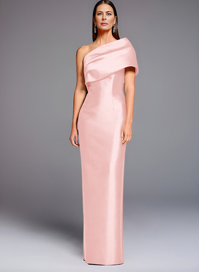 Sheath One-Shoulder Sleeveless Floor-Length Satin Mother Of The Bride Dresses