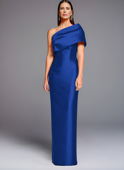 Sheath One-Shoulder Sleeveless Floor-Length Satin Mother Of The Bride Dresses