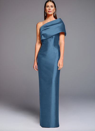 Sheath One-Shoulder Sleeveless Floor-Length Satin Mother Of The Bride Dresses