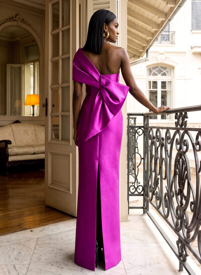 Sheath One-Shoulder Sleeveless Floor-Length Satin Mother Of The Bride Dresses