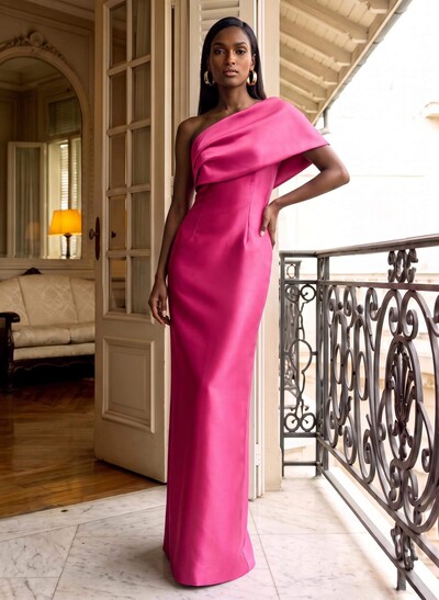 Sheath One-Shoulder Sleeveless Floor-Length Satin Mother Of The Bride Dresses