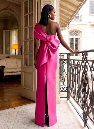 Sheath One-Shoulder Sleeveless Floor-Length Satin Mother Of The Bride Dresses