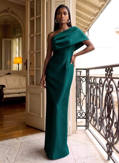 Sheath One-Shoulder Sleeveless Floor-Length Satin Mother Of The Bride Dresses