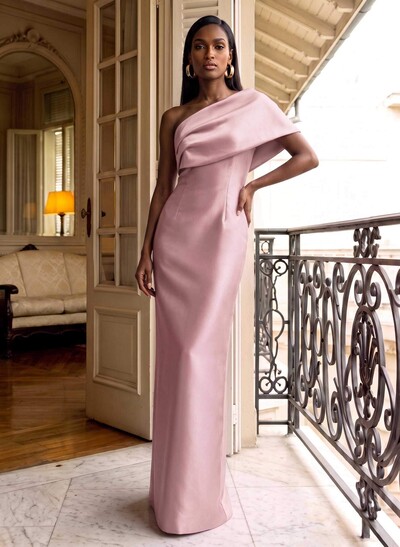 Sheath One-Shoulder Sleeveless Floor-Length Satin Mother Of The Bride Dresses