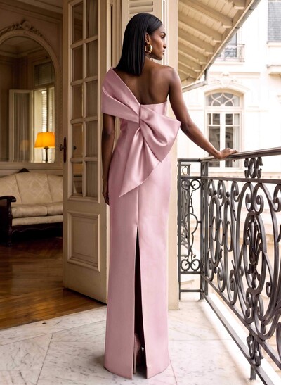 Sheath One-Shoulder Sleeveless Floor-Length Satin Mother Of The Bride Dresses