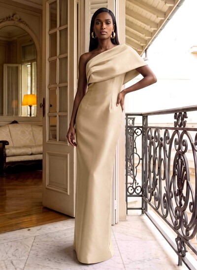 Sheath One-Shoulder Sleeveless Floor-Length Satin Mother Of The Bride Dresses
