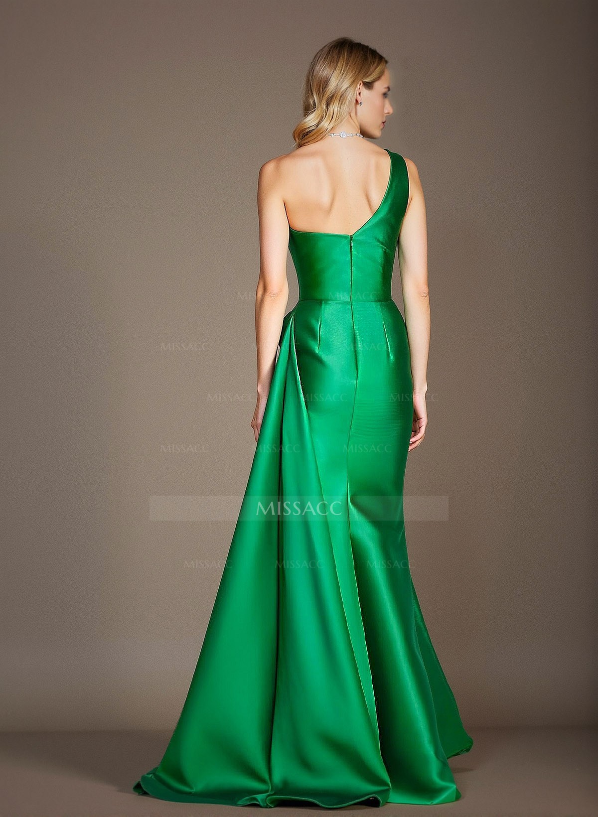 A-Line One-Shoulder Sleeveless Floor-Length Satin Mother Of The Bride Dresses With Bow(s)