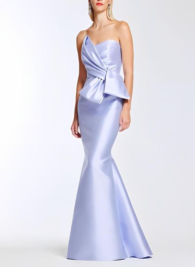 Mermaid Strapless Sleeveless Floor-Length Satin Mother Of The Bride Dresses With Bow(s)