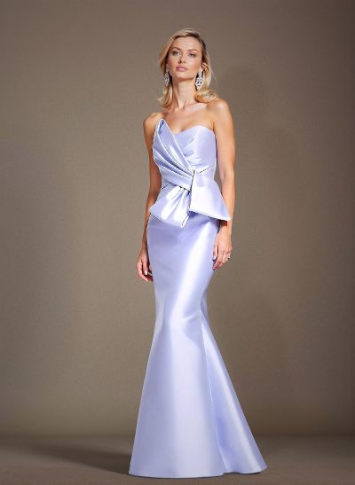 Mermaid Strapless Sleeveless Floor-Length Satin Mother Of The Bride Dresses With Bow(s)