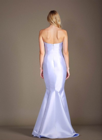 Mermaid Strapless Sleeveless Floor-Length Satin Mother Of The Bride Dresses With Bow(s)