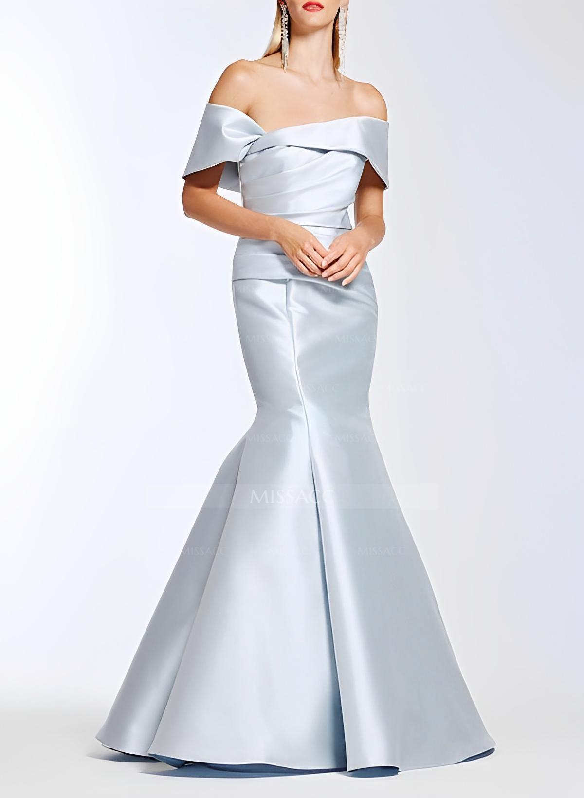 Mermaid Off-The-Shoulder Sleeveless Floor-Length Satin Mother Of The Bride Dresses