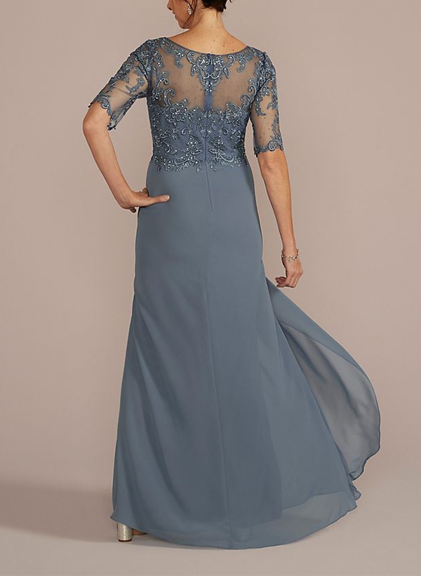 Sheath/Column V-Neck 1/2 Sleeves Chiffon/Lace Mother Of The Bride Dresses