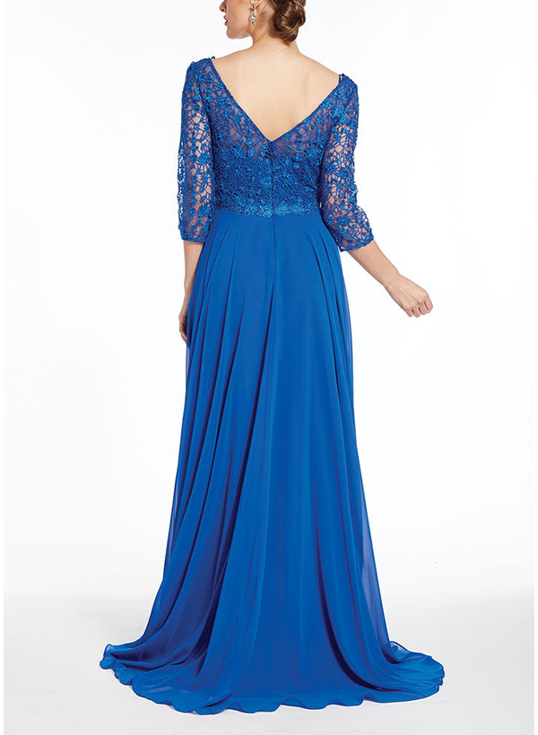A-Line V-Neck 1/2 Sleeves Chiffon/Lace Mother Of The Bride Dresses