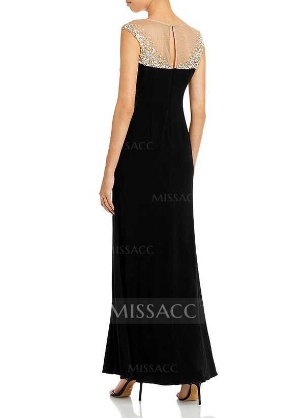 Sheath/Column Illusion Neck Jersey Mother Of The Bride Dresses With Split Front