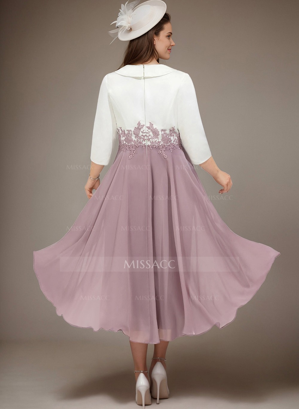 A-Line V-Neck 3/4 Sleeves Chiffon/Lace Mother Of The Bride Dresses