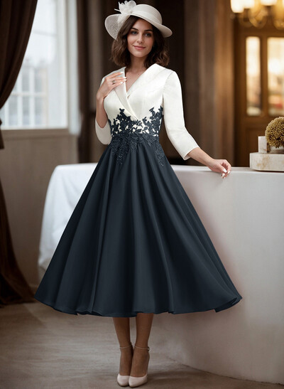 A-Line V-Neck 3/4 Sleeves Chiffon/Lace Mother Of The Bride Dresses