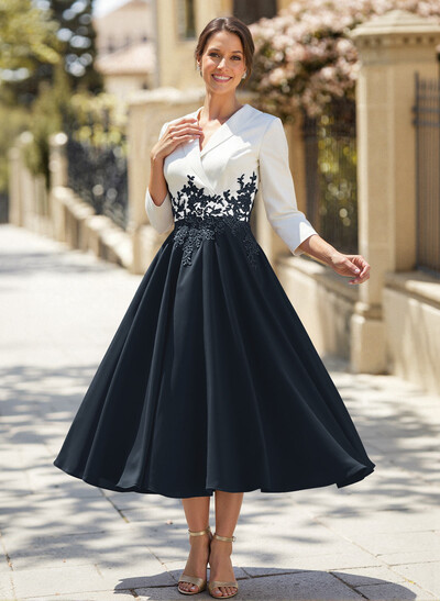 A-Line V-Neck 3/4 Sleeves Chiffon/Lace Mother Of The Bride Dresses