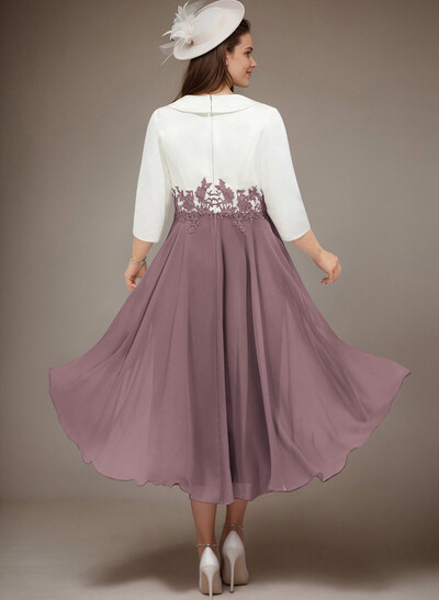 A-Line V-Neck 3/4 Sleeves Chiffon/Lace Mother Of The Bride Dresses