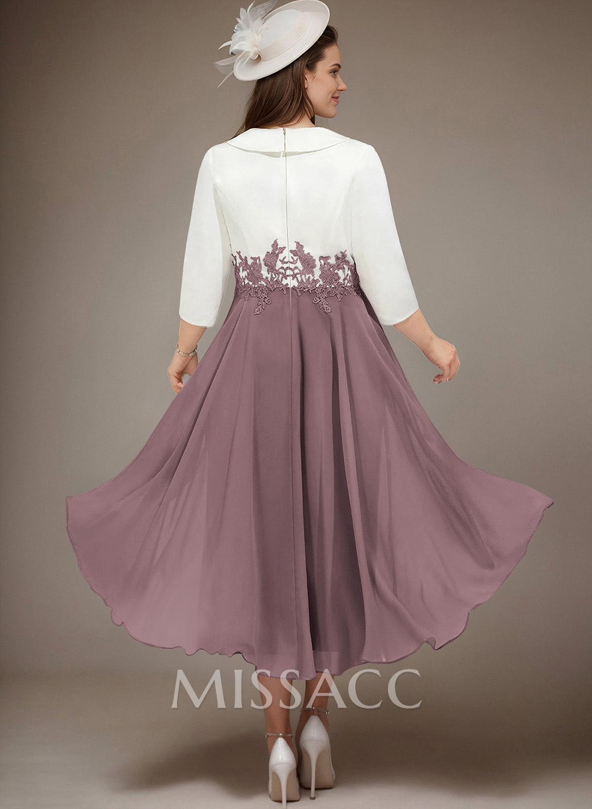 A-Line V-Neck 3/4 Sleeves Chiffon/Lace Mother Of The Bride Dresses