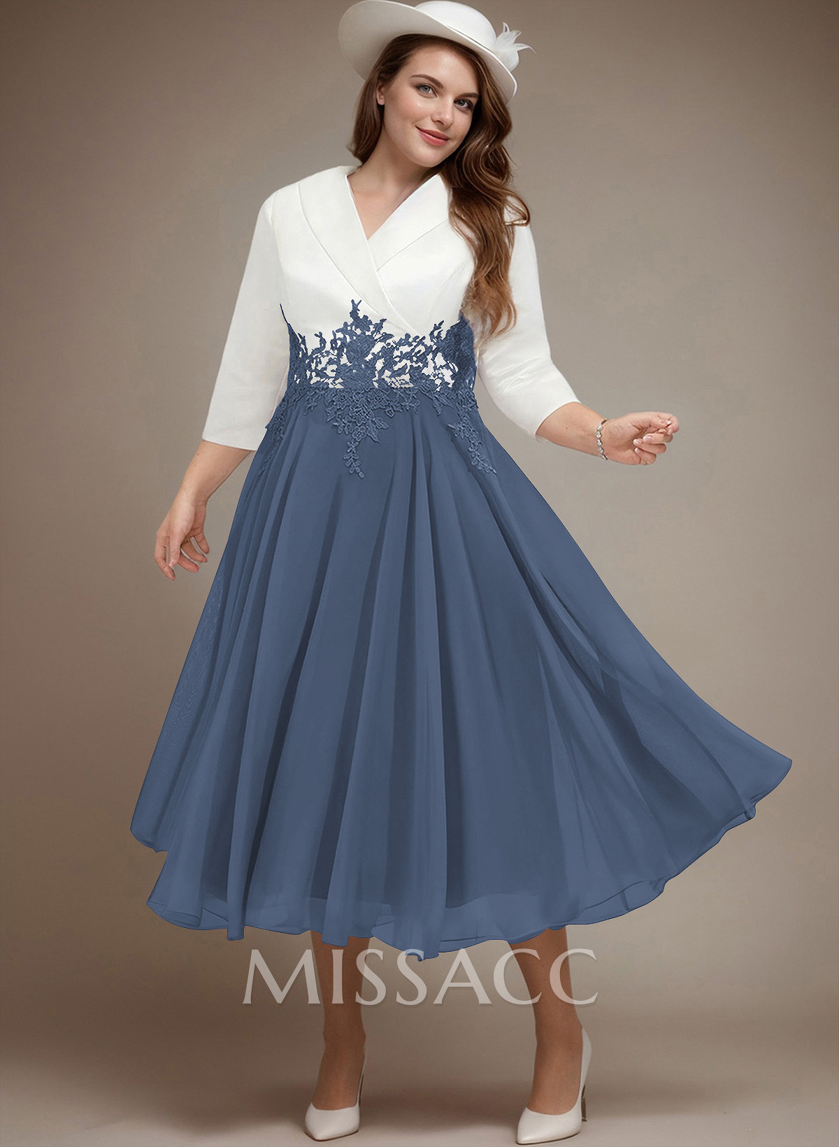 A-Line V-Neck 3/4 Sleeves Chiffon/Lace Mother Of The Bride Dresses A-Line V-Neck 3/4 Sleeves Chiffon/Lace Mother Of The Bride Dresses