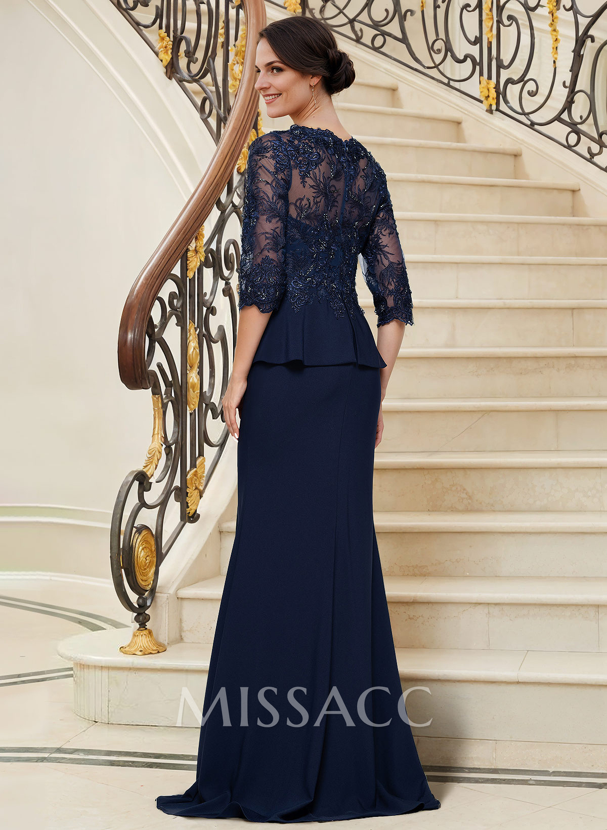 Trumpet/Mermaid V-Neck 3/4 Sleeves Lace Mother Of The Bride Dresses Trumpet/Mermaid V-Neck 3/4 Sleeves Lace Mother Of The Bride Dresses