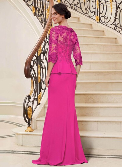 Trumpet/Mermaid V-Neck 3/4 Sleeves Lace Mother Of The Bride Dresses